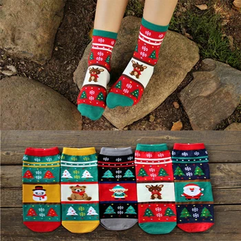5pairs/veliko žensk risanka nogavice jesensko-zimskem srčkan živali nogavice lady in femme smešno bombaž božična nogavica