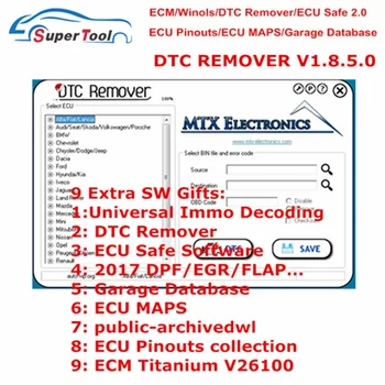 Najnovejše DTC Odstranjevalec V1.8.0.5 ECU Remap Programer+9 Dodatno ECU Iskanje SW Za Kess Ktag Fgtech Programska oprema Avto ECU Koda Napake Odstranjevalec