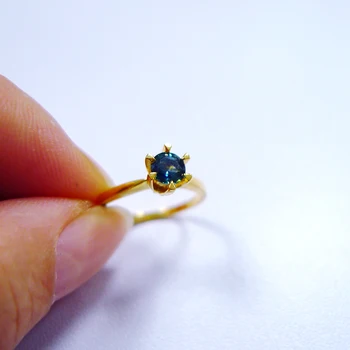 0.28 Karat VS Safir ring pozlačeni 925 sterling srebrni Prstan Koruza Modra Gemstone Valentinovo darilo študent Obljubo Drobne