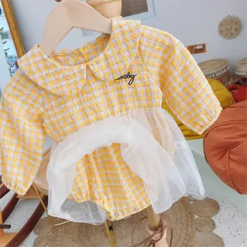 0-2age Baby Dekle Kariran Očesa Princesa Obleko igralne obleke Toddlers Otroci Rojstni dan Vestidos Telo Oblačila