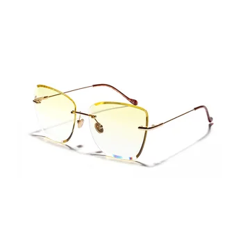 026 Rimless velik okvir sončna očala za ženske do leta 2020 Novi Retro ocean prosojni barvi očala