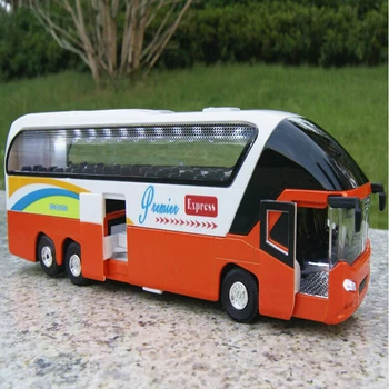 1/38 Obsega Modela Avtomobila Diecast Oranžna Potniški Avtobus Z Light&Sound Dvojni kabini Vozila Igrača