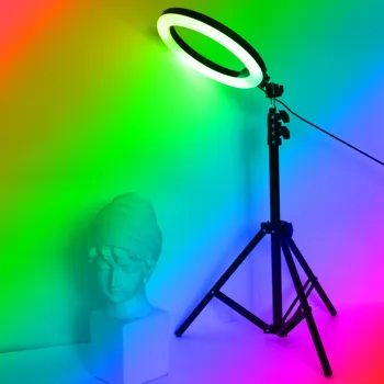 10 Inch RGB Selfie Obroč Fill Light z Nastavek za Bliskavico Zatemniti Obroč Lučka za TikTok Youtube Ličila Video Luči