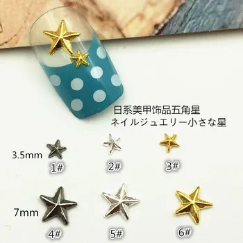 100 kozarcev Japonski Kovinski 7mm Peterokotna Star Lak Okraski Heksagonalna Božič Retro Zlitine Nohtov Stick