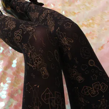 120D Žamet nogavice Japonski Lolita dekleta pantyhose črne nogavice ženske
