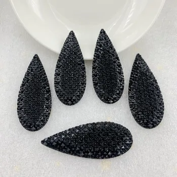 12pcs 18*47mm črna kaplja vode Nosorogovo Applique Kristalni Kamen Ravno Nazaj Strass za Obrt DIY nakit dodatki obrti