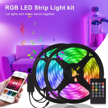 12V Bluetooth, LED Trakovi Luči RGB SMD 5050 5M Prilagodljiv Trak Barva Spreminja, Glasba Sync Smart LED Luč Za Dom soba dekoracijo