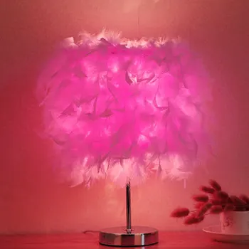 15x35cm Sodobno Ročno Pero Lampshade Postelji Desk Noč Svetlobe lepa ovalne oblike Pero Kristalno namizne Svetilke Doma decors