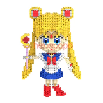 1650pcs 9037 Diamond Mini Stavbe, Bloki, Opeke, Risanka Precej Vojak Sailor Moon DIY Čarobno Prijatelji Bloki Izobraževalne Igrače