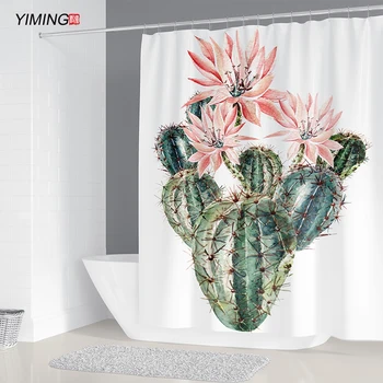 180x180cm tuš zavesa nastavite naslikal kaktus tiskanja kopalnica nastavite non-slip preproga wc pokrov blazine tuš zavesa nastavite 4pcs