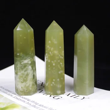 1pc Naravne Crystal Točke Green jade Zdravljenje Obelisk, reseda Quartz Palico zeleni Okras za Dom Dekor Reiki Energije Kamna
