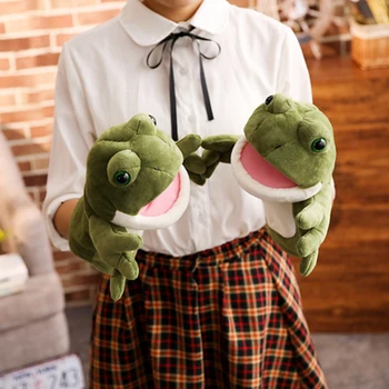 1PCS 30 cm zelena žaba, morski pes, krokodil, plišastih ročno lutko, starši-otrok, interaktivne igre darilo, otroško igračo, rojstni dan