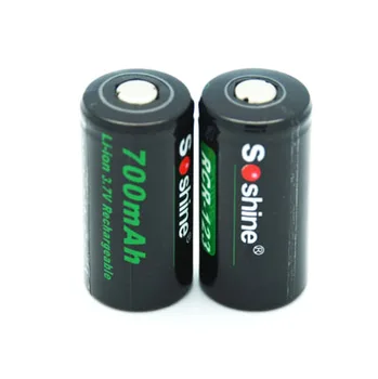 2 kos Soshine Li-ion RCR123/16340 Baterije 700mAh 3,7 V dc Baterija za ponovno polnjenje