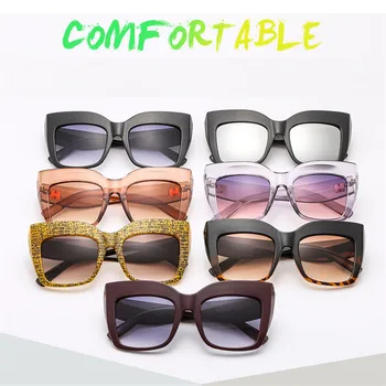 2020 Barvita, Oversized sončna Očala Ženske Okvir Oblikovalec blagovne Znamke sončna Očala Gradient Plastičnih Velikimi Očali UV400 gafas de sol mujer