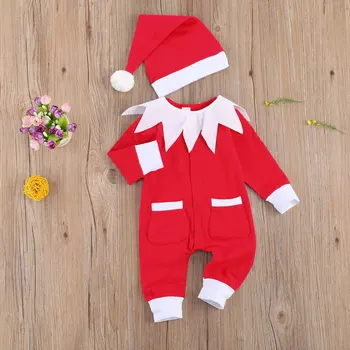 2020 Božič Novorojenega Dojenčka Baby Girl Boy Jumpsuit Santa Claus Romper Novo Leto Baby Rdeča Oblačila Božič Kostumi