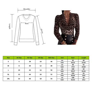 2020 Jeseni, Pozimi Seksi Dolgo Sleeved Proti-Vrat Leopard Print Majica Dame, Vitek Pas Puloverju Rokavi Ženske Modni Crop Tops Bluzo