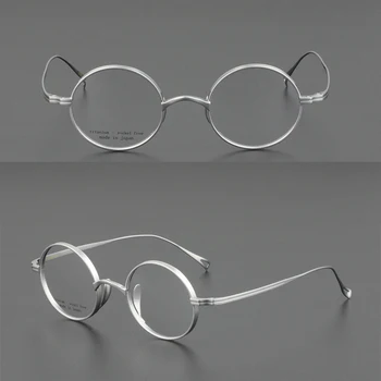 2020 Novo Vintage Moških Čistega Titana Očal Okvir Krog Žensk Luksuzne Blagovne Znamke Kratkovidnost Recept Optična Očala Okvir Očal