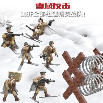 2020 Obrambo Moskve Vojaške Stavbe, Bloki iz Plastičnih 1:35 WW2 vojaki z Orožje, Pištolo figuric Model Opeke Igrače za Fante