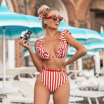 2020 Seksi Ženske Bikini Kopalke Ruffle Kopalke Brazilski Bikini Komplet Povodcem Kopalke Plažo Kopalke Poletje Ženski