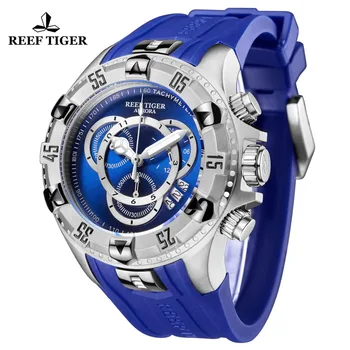 2021 Nov Greben Tiger/RT Vse Modre Velik Moda Šport Ure za Moške Vodoodbojne Kronograf Watch Relogio Masculino RGA303-2