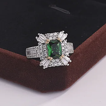 2021 nove luksuzne zelene barve princesa 925 sterling srebro zaročni prstan za ženske lady obletnice, darila nakit trgovini R5476