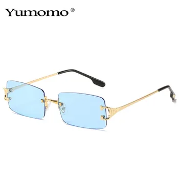 2021 Rimless Pravokotnik sončna Očala Ženske Vožnjo sončna Očala brez okvirjev Moških Odtenki Candy Barve Modna Očala UV400