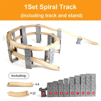 26PCS Plastično Spiralo Skladbe Leseni Železniški Vlak Spremljali Pribor z Mostom Pomoli Združljiv Thomas Biro Skladbe Otroci Igrače