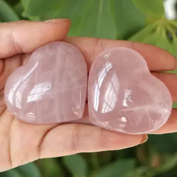 2pc Vrh Naravnih Precej Pink Rose Quartz Crystal Polirani Srce Kamen Zdravljenja
