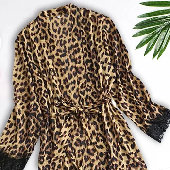 2PCS Leopard Sleepwear Saten Svila Pižamo Ženske Nightdress Perilo Oblačilih, spodnje Perilo 2021 Seksi Pijama combinaison femme пижама