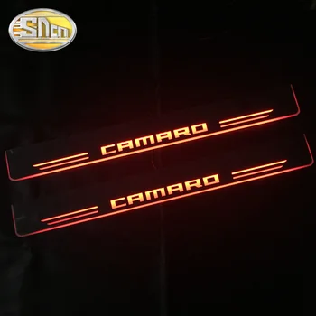 2PCS Nepremočljiva Akril Gibljejo LED Dobrodošli Pedal Avto Izvažajo Ploščica Pedal Vrata Polico Pot Svetlobe Za Chevrolet Camaro 2016 - 2020