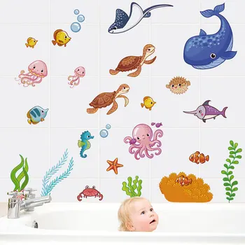 30x90cm Dktie živali vzorec stenske nalepke otroški sobi morskem svetu nalepke nalepke kopalnica soba dekoracijo odlikovanja