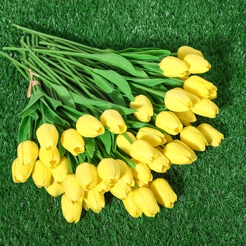 31pieces Umetno cvetje veje tulipanov Pravi dotik cvetje iz lateksa Tulipanov cvet Umetno Šopek Ponaredek cvet poročni šopek