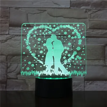 3D-1534 Poroka Okraski 3D LED Nočna Lučka Romantična Spalnica namizne Svetilke Valentines Darila za Ljubitelje Pari
