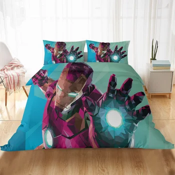 3D Iron Man, Posteljnina Določa Moda Rjuhe Kritje Nastavite Eno Dvojno Kraljica Kralj Bedclothes Prevleke Fantje Anime Modra Odeja zajema Sklope