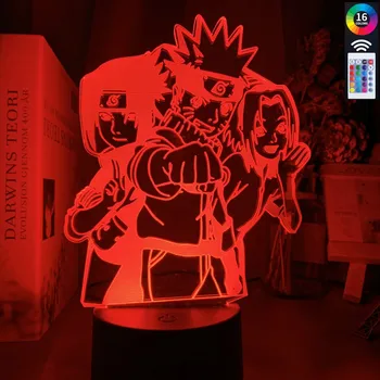 3D LED Nočna Lučka Naruto Hayato Sakura Sasuke Slika Nočna za Otroke Spalnica Dekoracijo Kul Led namizne Svetilke Anime Darilo