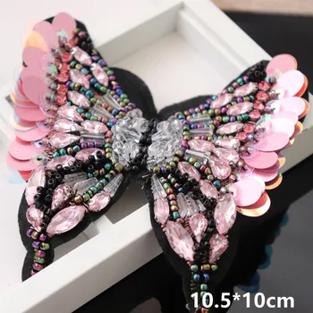 3D ročno beaded tassel obliž oblačila diy dekorativni dodatki bleščica obliž aplicirano kristalno metulj