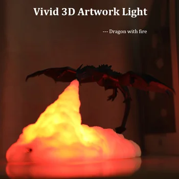 3D Tiskanih LED Svetlobna Noč Svetlobe USB Polnjenje Risanka Zmaj Namizno Svetilko Domu Dekorativni Model Otroci Igrače Božič Stranka Darilo
