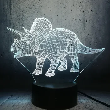 3D Triceratops LED Lučka dinozaver ljubitelje filma Slika Svetlobe, Barvita Dekoracija Noč Svetlobe Otrok Božič otrok, najstnik