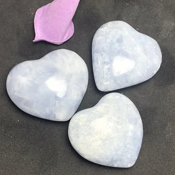 3Pcs Naravnih akvamarin kristalno srce oblika masaže quartz kristal in mineralnih reiki zdravljenje