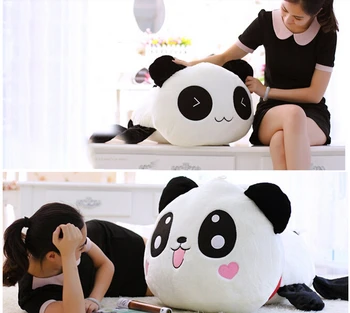 45 cm/55 cm Srčkan Risanka Panda Plišastih Igrač Kawaii Nasmeh Panda Blazino Lutka s Srca na Obrazu, Igrače za Otroke, Dekleta Darilo
