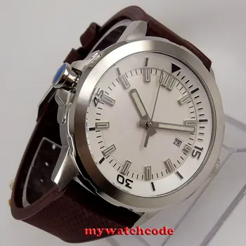 45mm CORGUET, bela številčnica datum dve kroni avtomatsko gibanje samodejno mens watch