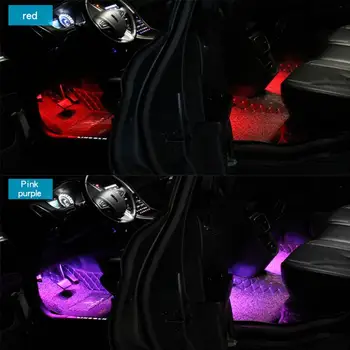 4X 12 LED Dekorativna Svetilka Avto SUV notranjo Opremo Neon Vzdušje Svetlobni Trakovi Glasbe za Nadzor Barvne Luči Avtomobilov Dodatki