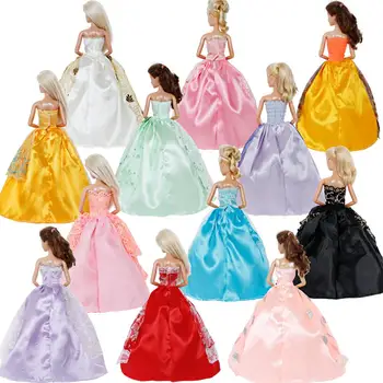 5 x Naključno Moda Ročno izdelan Poročni Obleki Večer Stranka Obleke Lutke Pribor Princesa Obleko za Barbie Lutka