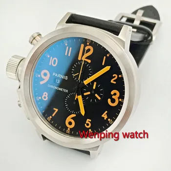 50mm Parnis Kronograf Watch 0S10 Quartz Zapestje Gledati ruski Vojaški Slog W57