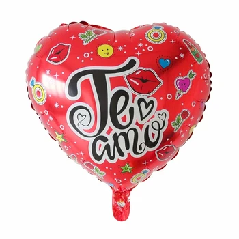 50pcs 18 inch TE AMO Balon španski Ljubim Folija Baloni Srce Oblikovan Valentinovo svate, Dekoracijo Helij Globos