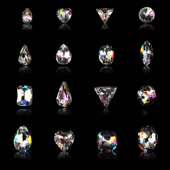 50pcs Raindrop Kristali AB Nohtov Nosorogovo tri-dimenzionalni stekla nosorogovo AB Diamond pisane diamond oblikovane nohte nakit