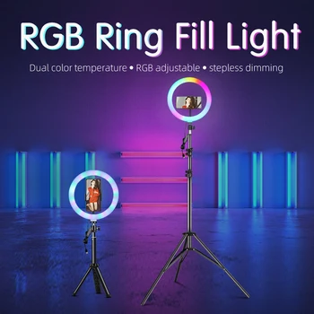 6-13inch USB RGB LED Desk Obroč Svetlobe Selfie Video Obroč za Svetilko Z Nastavek za Stojalo Držalo za Telefon Za YouTube Živo TikTok Fotografija