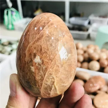 6-7cm Naravnih peachstone moonstone jajce quartz crystal jajce zdravljenje Reiki, dekorativni darilo