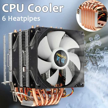 6 heat-pipe CPU Hladilnik, Radiator, Hladilni 3PIN Dual Fan Računalnik PC Primeru Ventilatorji Za LGA 1150/1151/1155/1156/1366/775 Za HUANANZHI