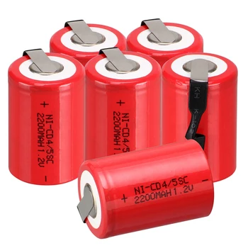 6pcs 1,2 V 2200mAh Veliko NiCd 4/5 SubC Sub C &Tab Red Ni-Cd Polnilna Baterija